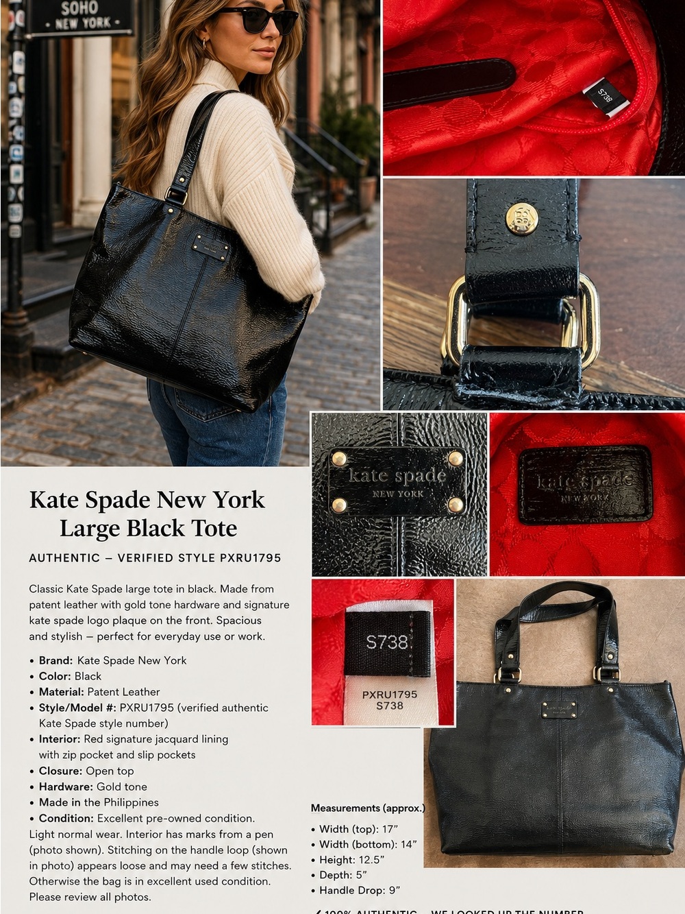 kate spade Large Black Patent Leather Tote